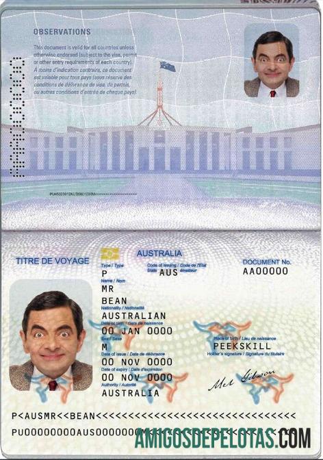 Passaporte Australiano (documento de viagem da convenção) amostra